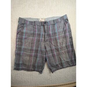 OP Mens Gray Plaid Shorts Size 42 Flat‎ Front Casual Ocean Pacific